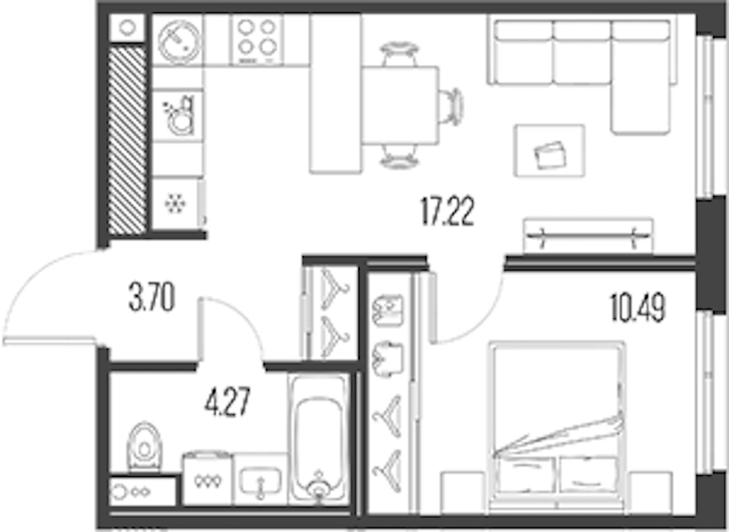 1-комнатная квартира 35.68 м², 9/10 эт., ЖК «LEGENDA Васильевского»